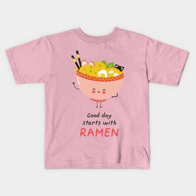 Kawaii Ramen Noodles Kids T-Shirt by sufian